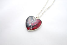 Red Black Heart with Cross Necklace - Jenny Bagwill Art