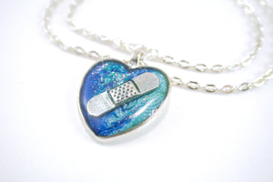 Blue Bandaid Necklace - Jenny Bagwill Art