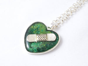 Green Organ Donation Bandaid Necklace - Jenny Bagwill Art