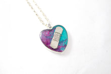 Purple & Teal Bandaid Necklace - Jenny Bagwill Art