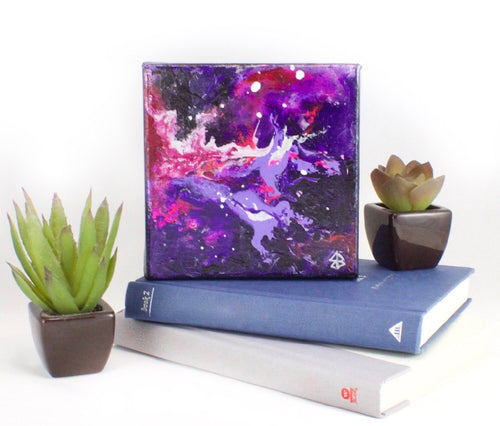 Raspberry & Purple Small Abstract Painting - Jenny Bagwill Art