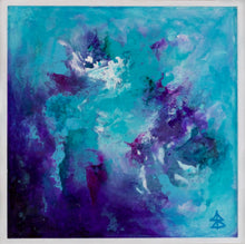 Small Turquoise & Purple Abstract Painting - Jenny Bagwill Art