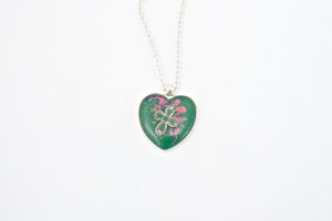 Green Heart with Cross Necklace - Jenny Bagwill Art