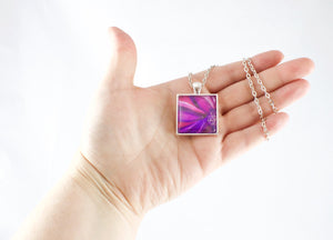 Purple & Pink Flower Necklace - Jenny Bagwill Art