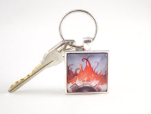 Steampunk Gears & Flames Key Ring - Jenny Bagwill Art